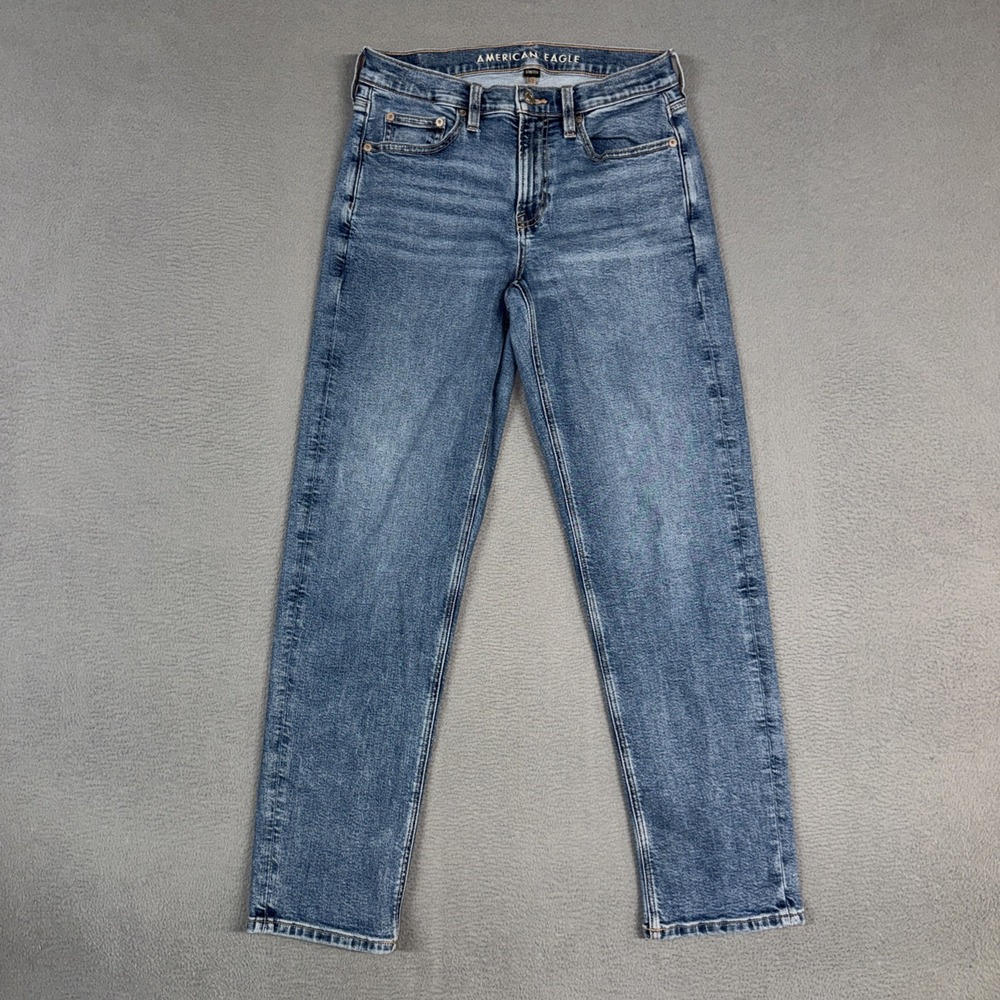 American Eagle Jeans Womens 4 Blue 90s Straight Stretch Distressed Denim Cotton